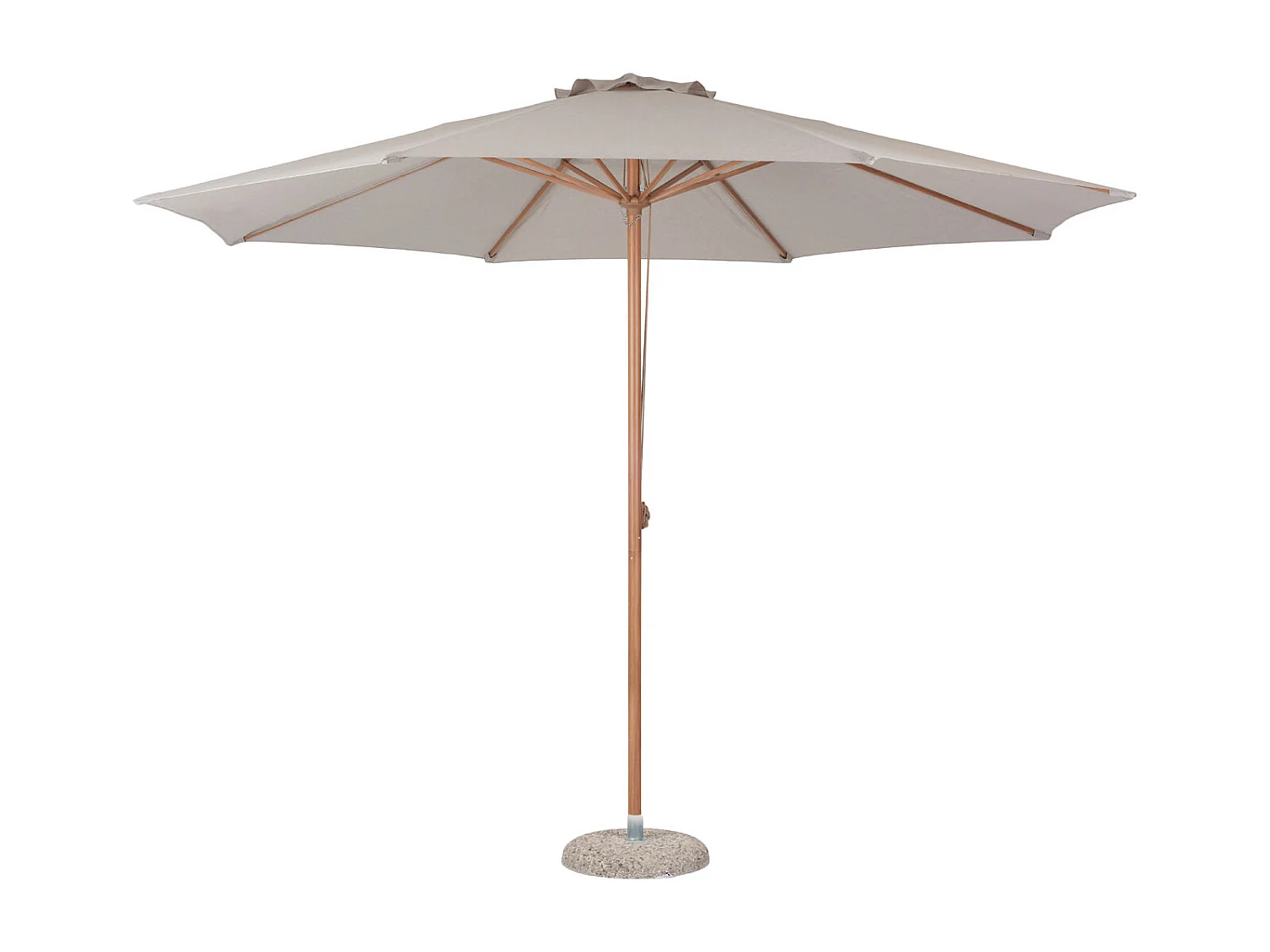 Frank Parasol de protection solaire avec timon, Ø3.5M en teck décor, beige.