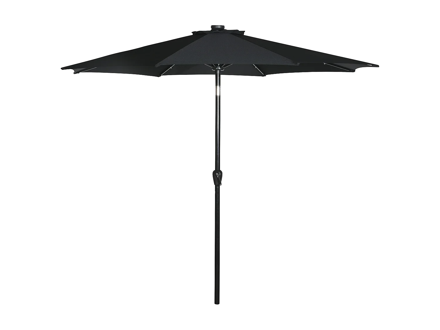 Rices Parasol de protection solaire inclinable, avec manivelle, LED solaire,Ø3m, noir/noir.