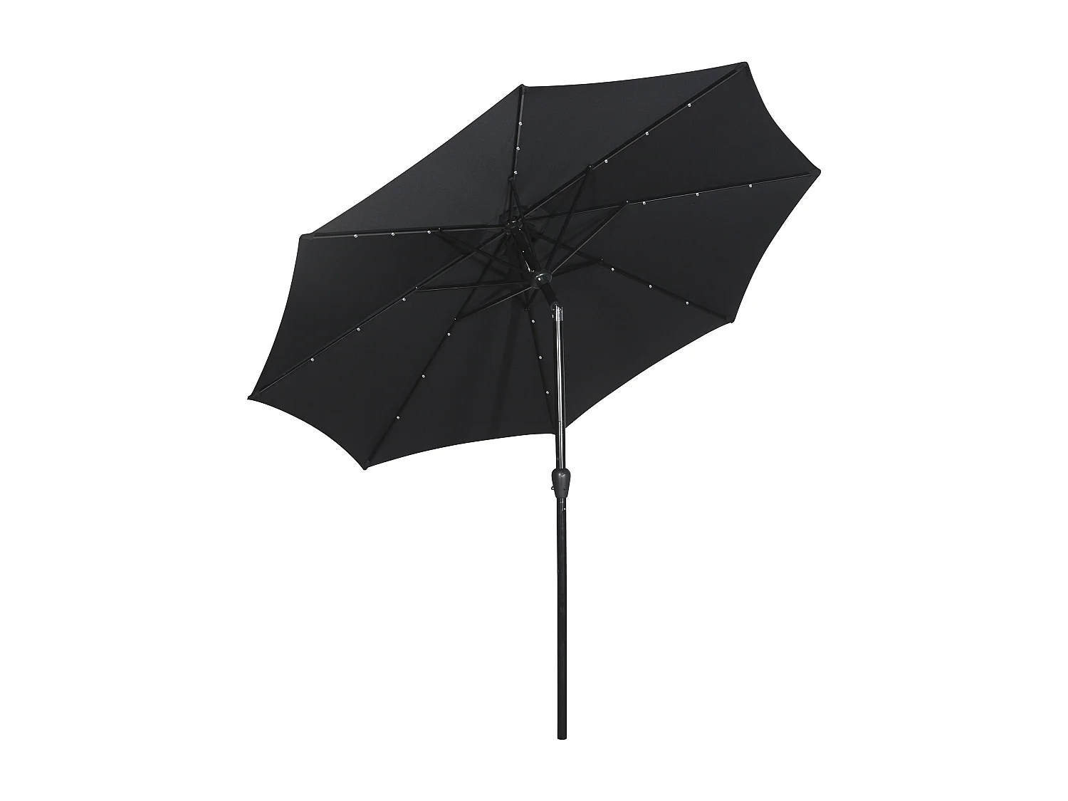Rices Parasol de protection solaire inclinable, avec manivelle, LED solaire,Ø3m, noir/noir.