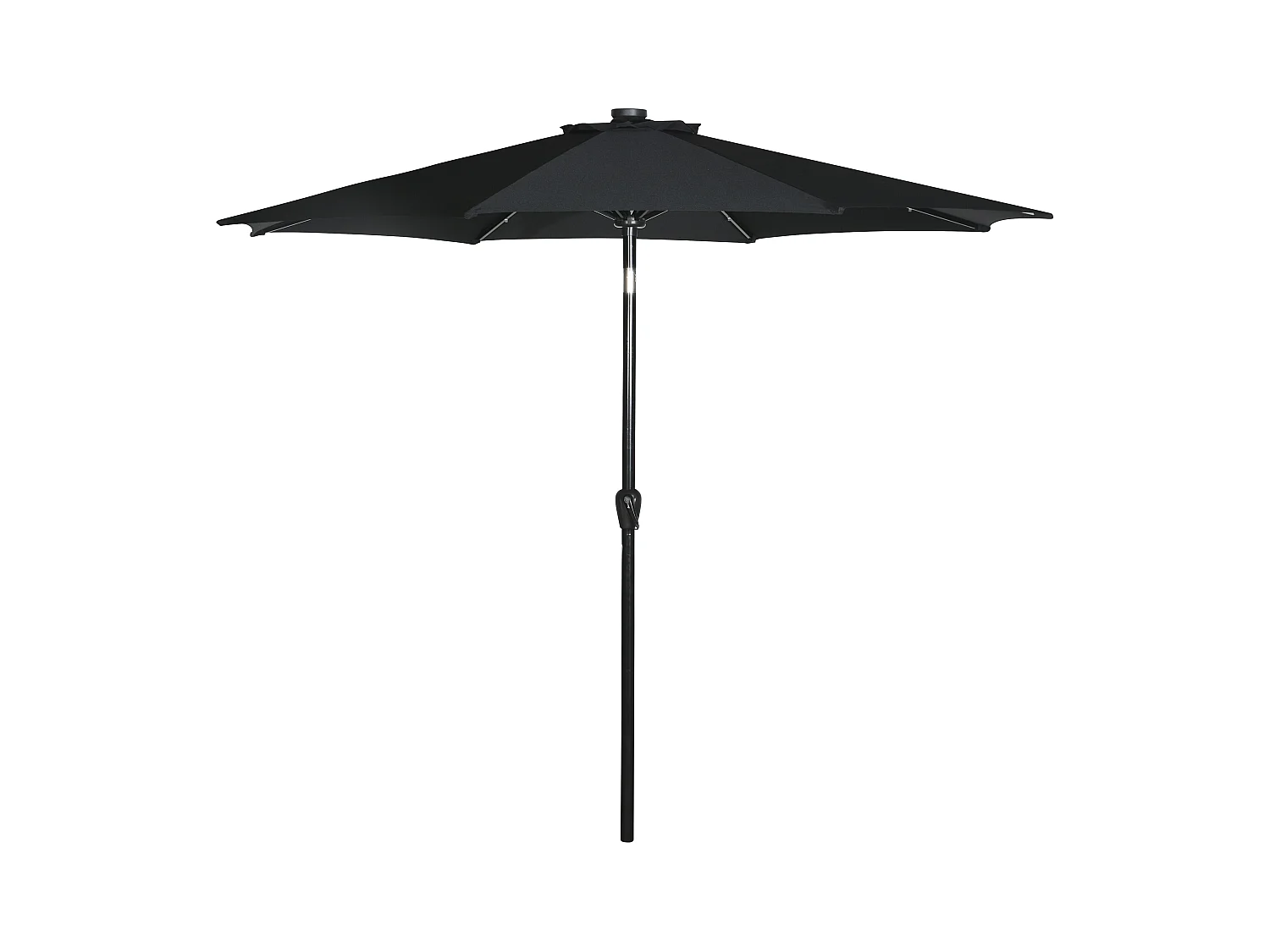 Rices Parasol de protection solaire inclinable, avec manivelle, LED solaire,Ø3m, noir/noir.