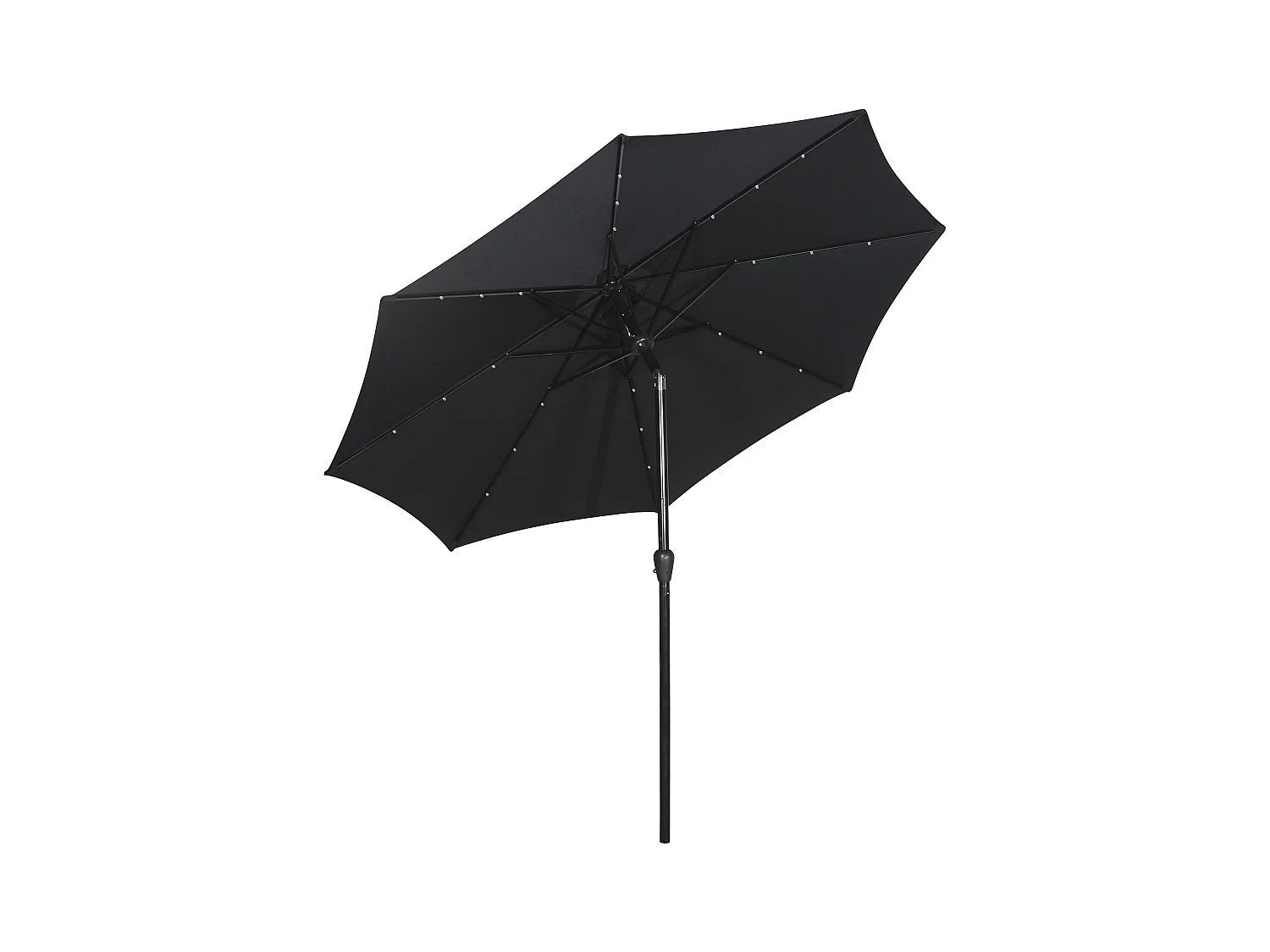 Rices Sonnenschutz Sonnenschirm, mit Kurbel, LED Solar uynd Neigung Ø3m schwarz/schwarz.