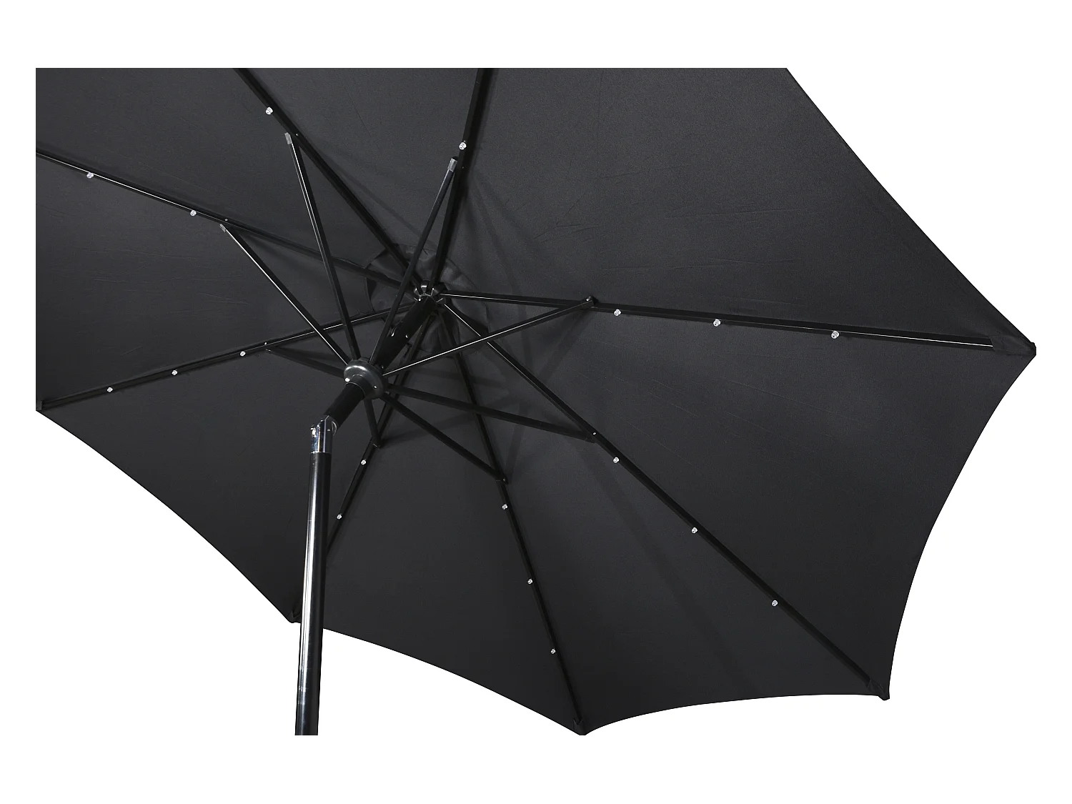 Rices Sonnenschutz Sonnenschirm, mit Kurbel, LED Solar uynd Neigung Ø3m schwarz/schwarz.