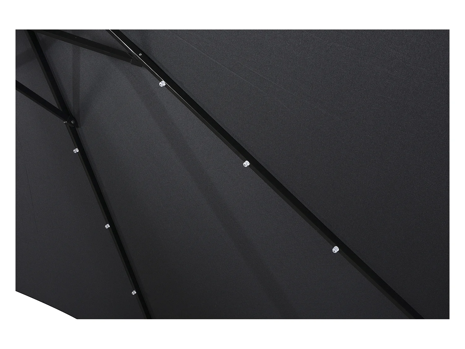 Rices Sonnenschutz Sonnenschirm, mit Kurbel, LED Solar uynd Neigung Ø3m schwarz/schwarz.