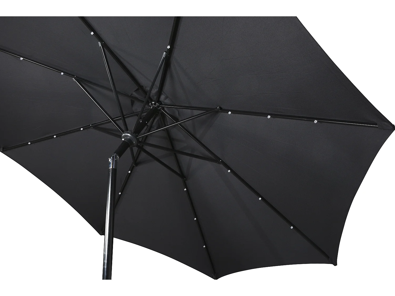 Rices Sonnenschutz Sonnenschirm, mit Kurbel, LED Solar uynd Neigung Ø3m schwarz/schwarz.