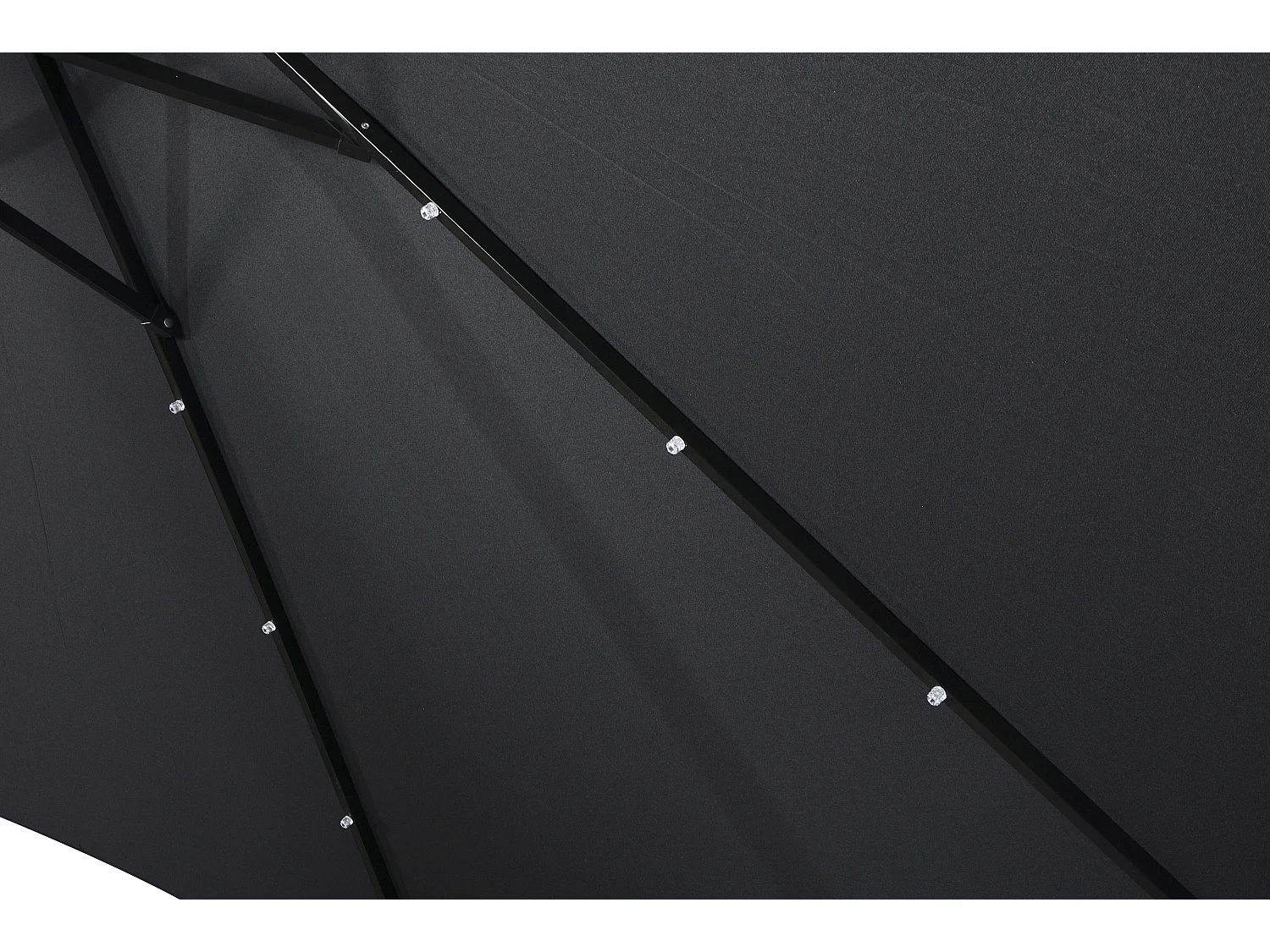 Rices Sonnenschutz Sonnenschirm, mit Kurbel, LED Solar uynd Neigung Ø3m schwarz/schwarz.