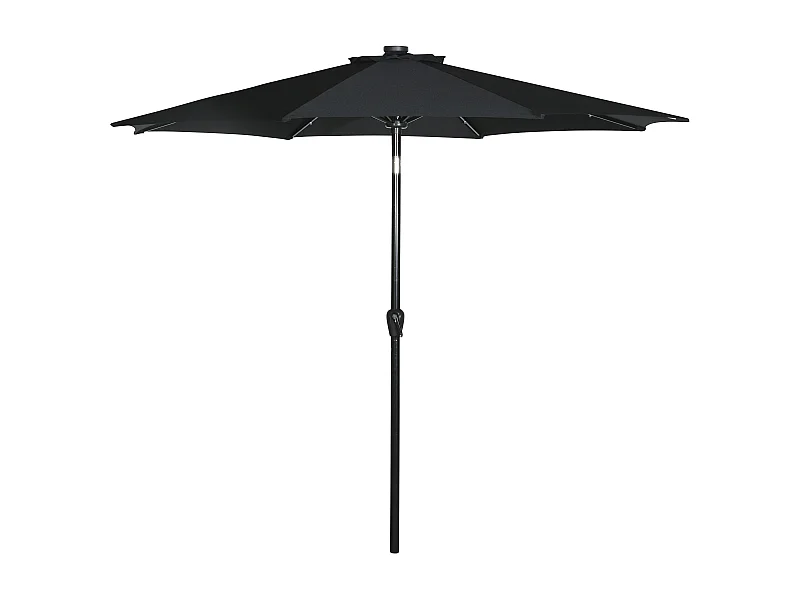 Rices zonnescherm parasol met tandwiel, LED licht, kantelt ø3 M zwart/zwart.