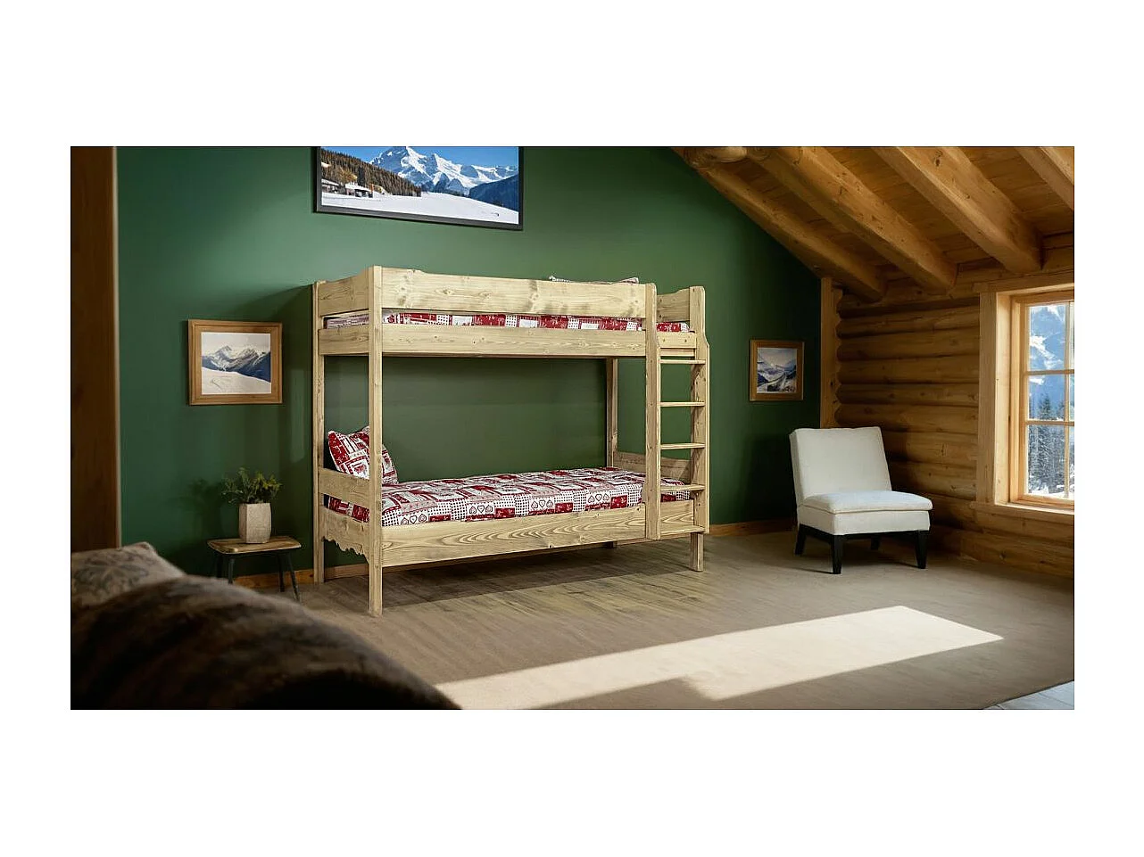 lit superposé style montagnard chatel - ciré brossé