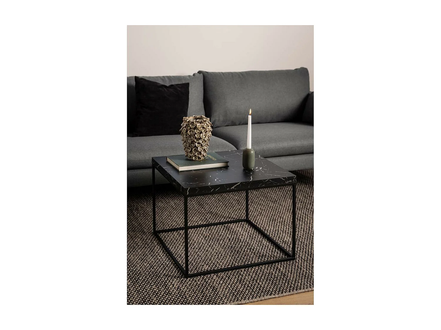 Barossa Couchtisch 60cm Marmor Dekor schwarz.