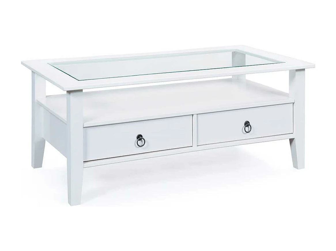 Provence table basse 2 tiroirs blanc.