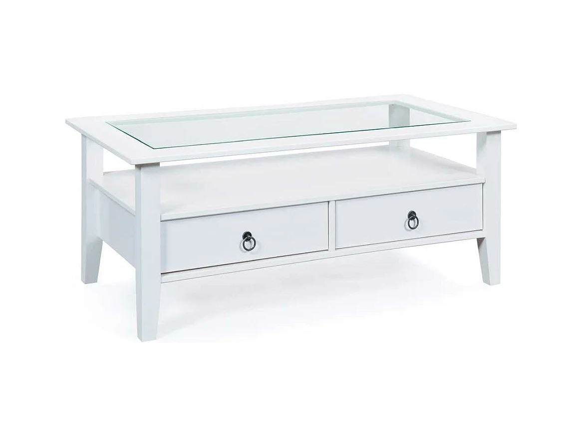 Provence table basse 2 tiroirs blanc.