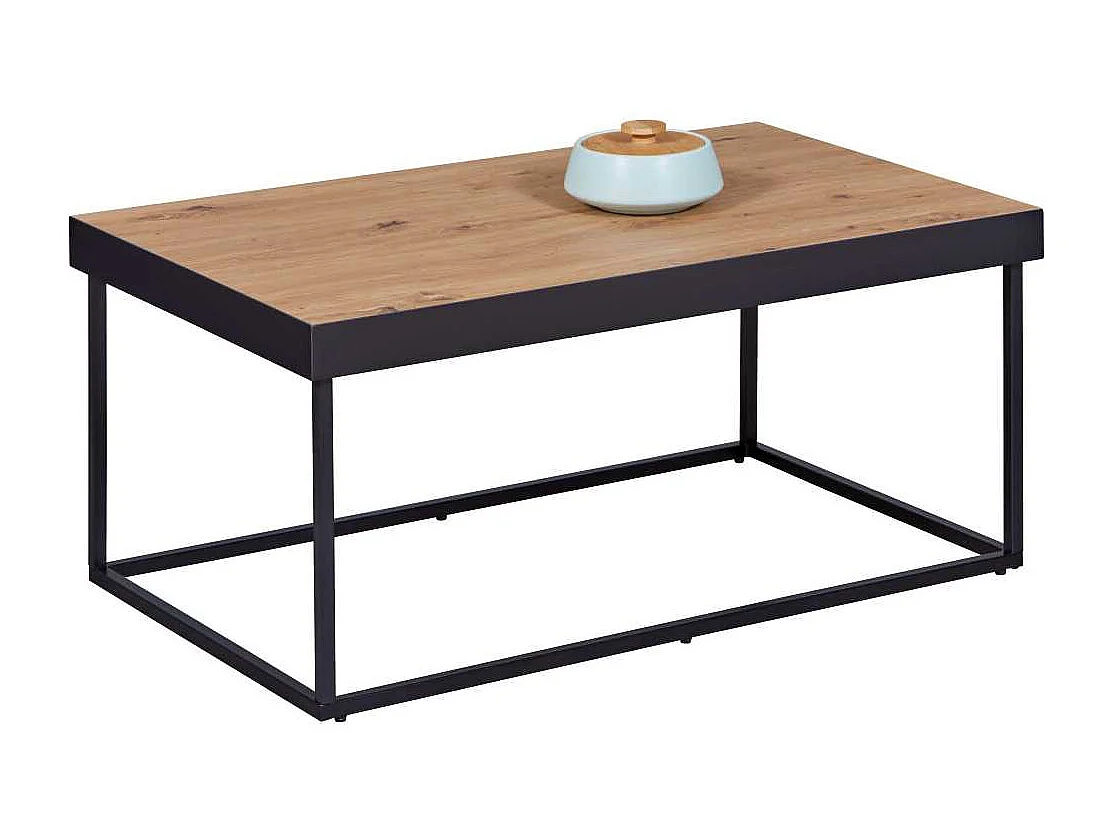 Table Basse "Chevrais"  90cm Noir & Chêne