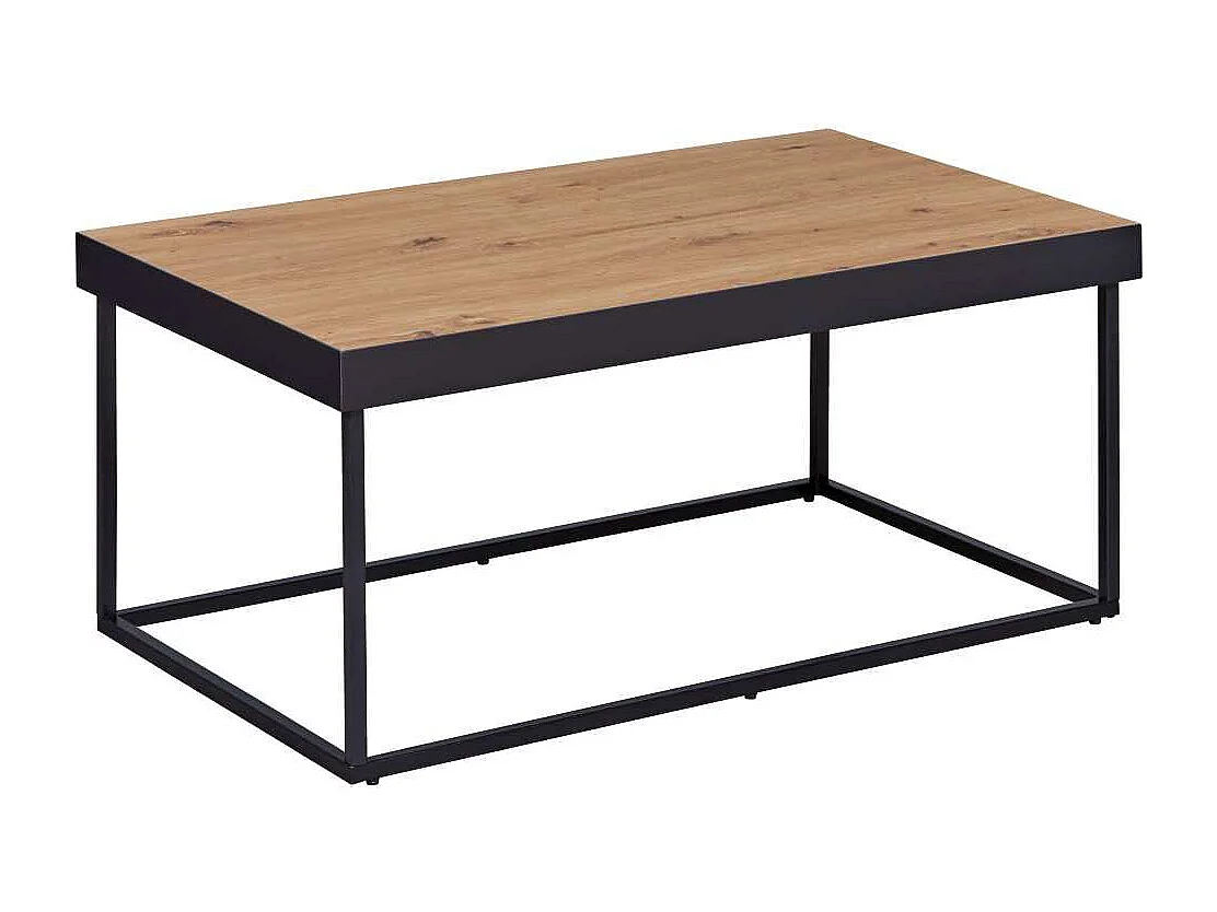 Table Basse "Chevrais"  90cm Noir & Chêne