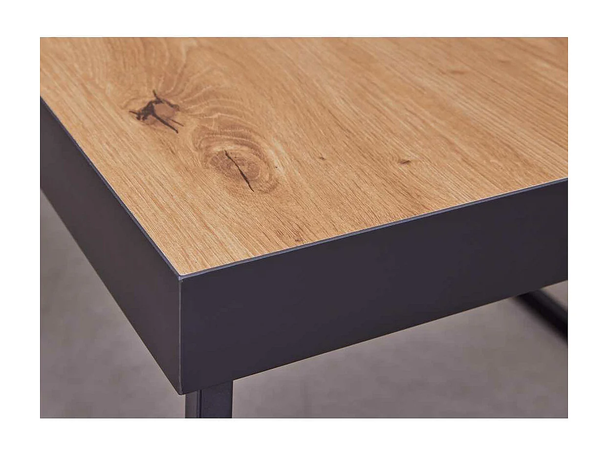 Table Basse "Chevrais"  90cm Noir & Chêne