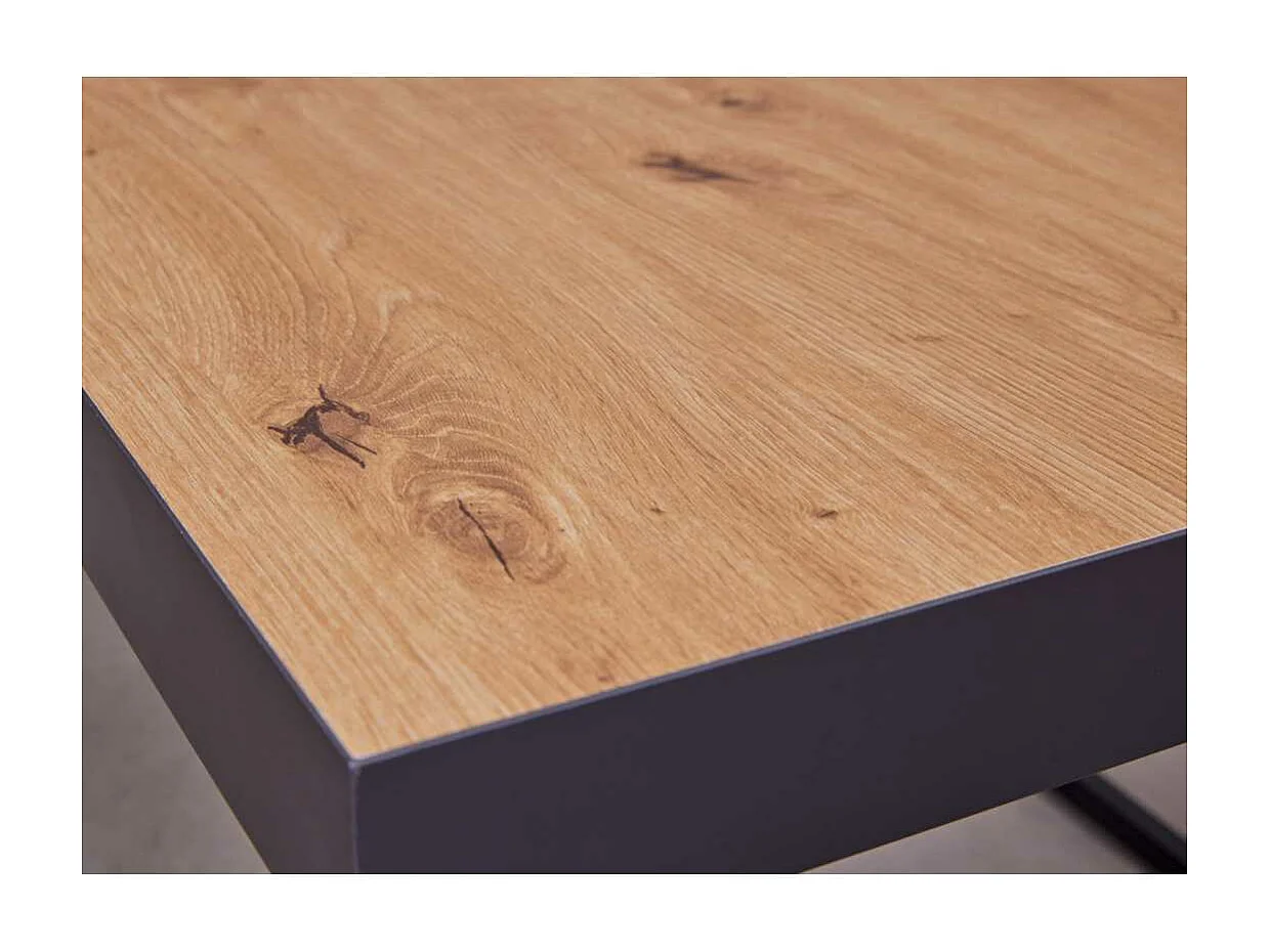 Table Basse "Chevrais"  90cm Noir & Chêne