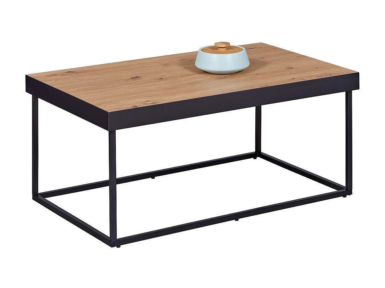 Table Basse "Chevrais"  90cm Noir & Chêne