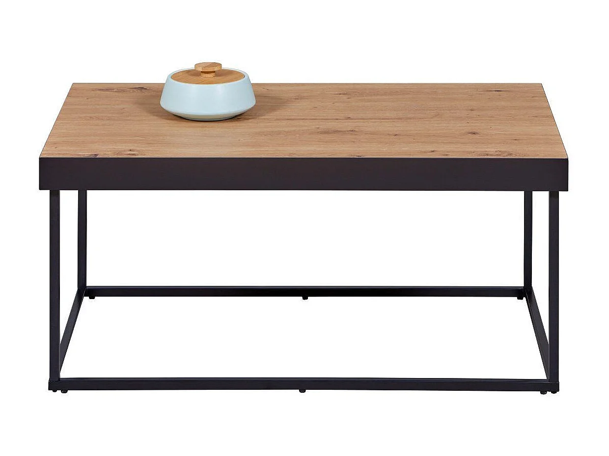 Table Basse "Chevrais"  90cm Noir & Chêne