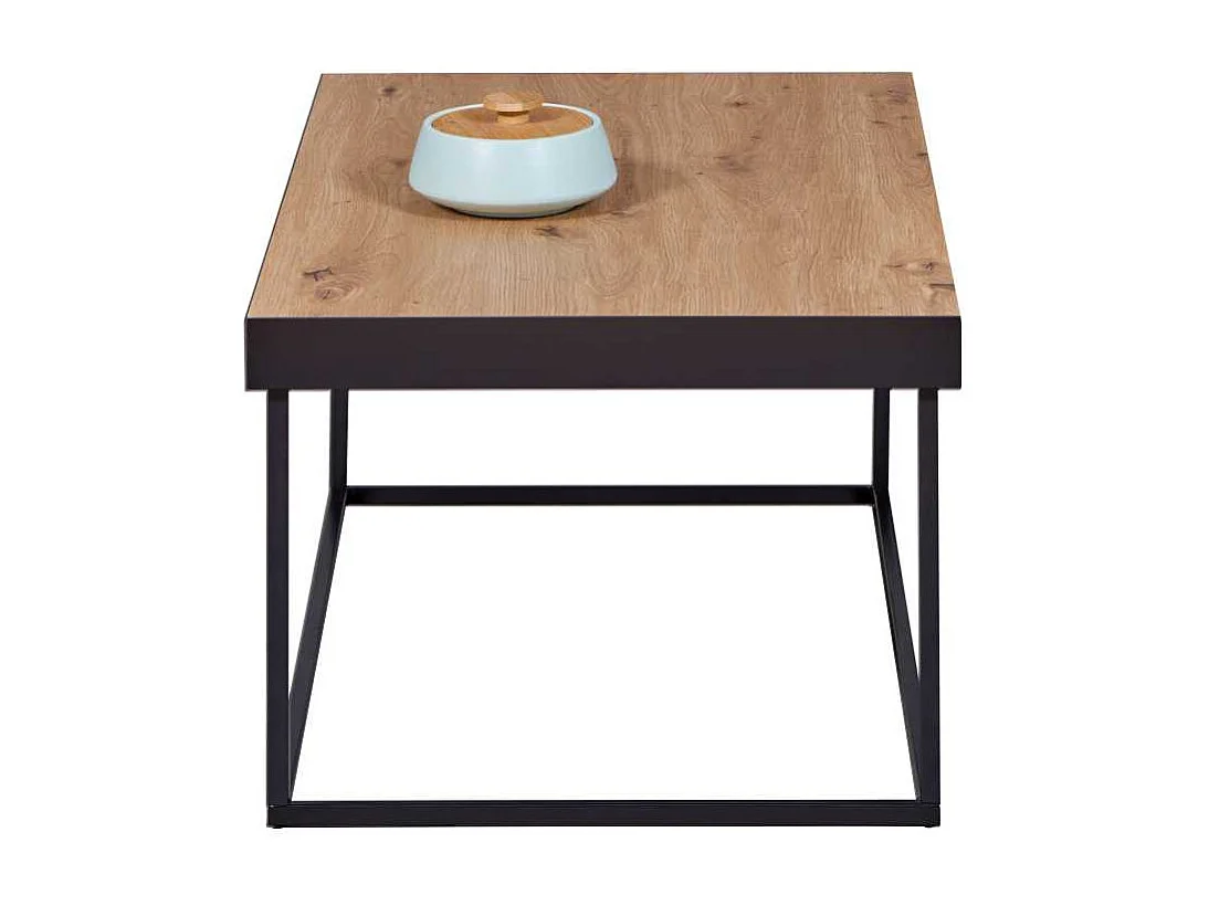 Table Basse "Chevrais"  90cm Noir & Chêne