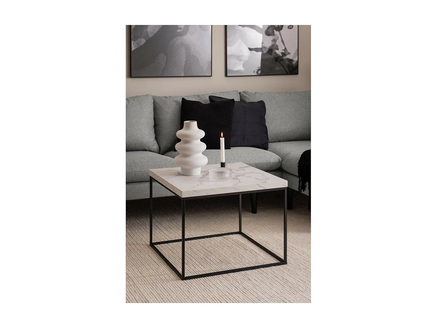 Carossa salontafel 60cm marmer decor wit.