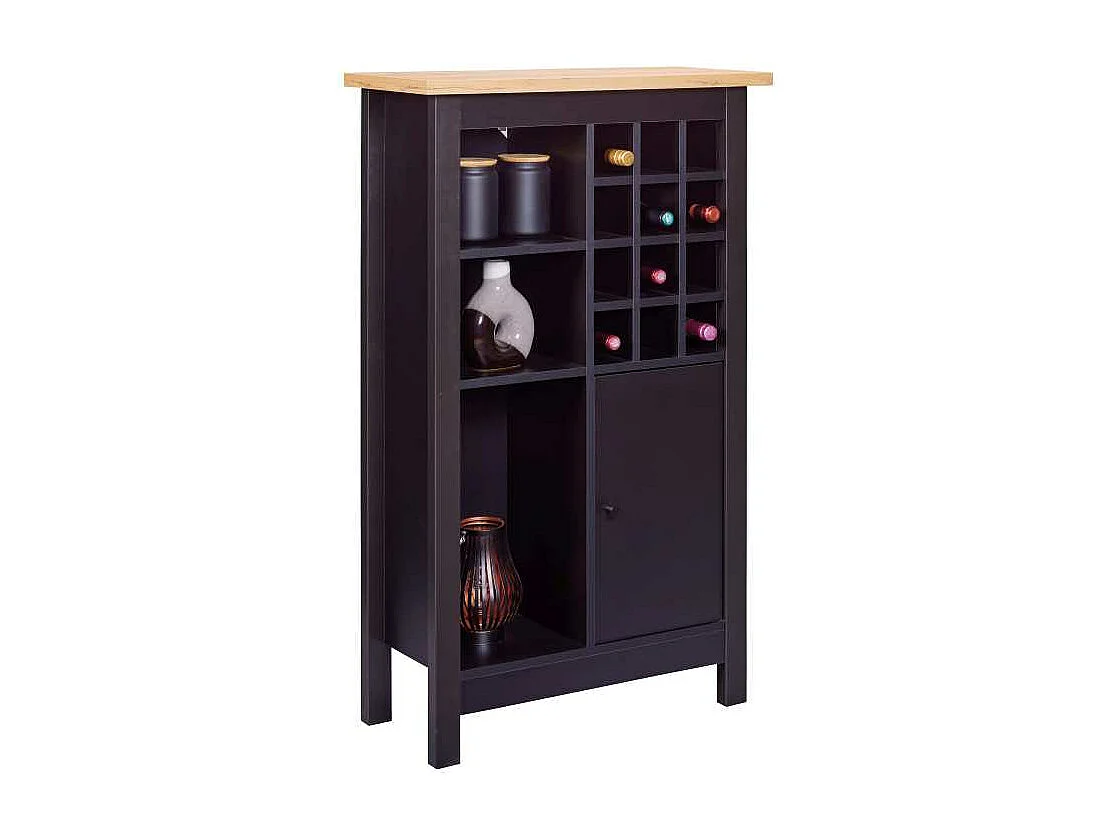 Buffet Avec Range-Bouteilles "Nichole" 124cm Noir