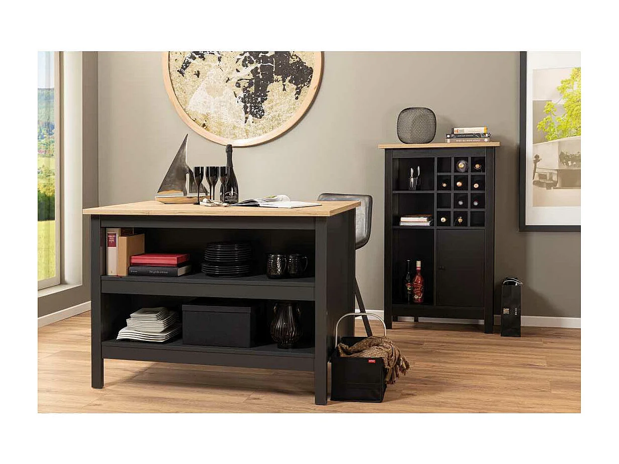 Buffet Avec Range-Bouteilles "Nichole" 124cm Noir