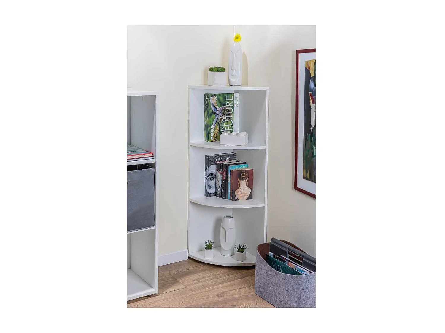 Étagère d'Angle 3 Niveaux "Jake" 110cm Blanc