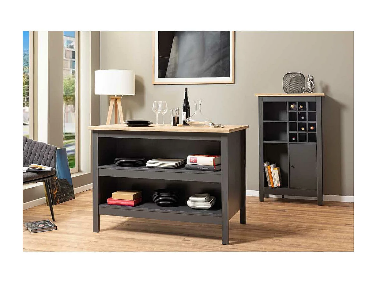Buffet Avec Range-Bouteilles "Nichole" 124cm Anthracite