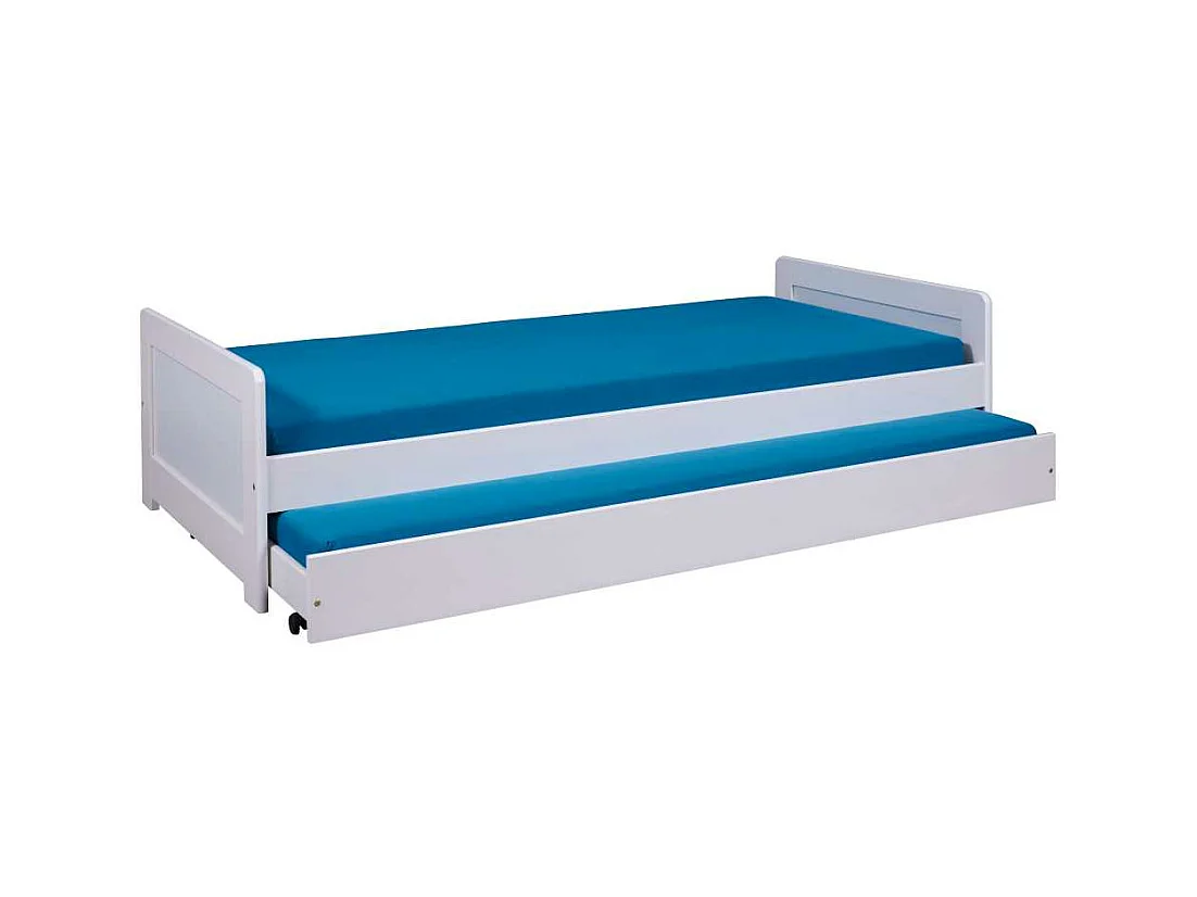 Surf lit 90x190cm, lit gigogne blanc.