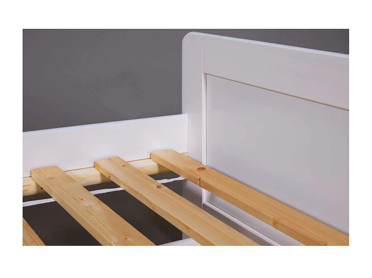 Surf lit 90x190cm, lit gigogne blanc.