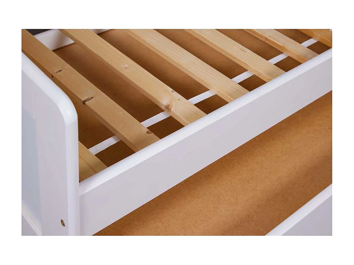 Surf lit 90x190cm, lit gigogne blanc.