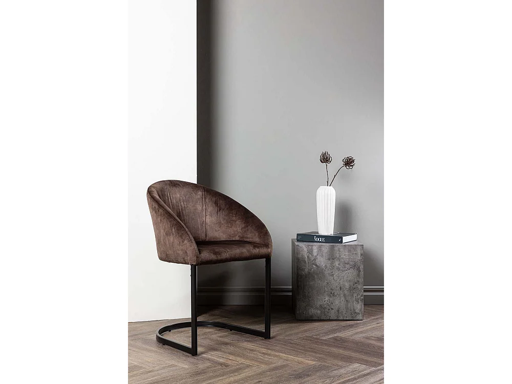 Evening chaise de salle à manger avec accoudoirs marron foncé