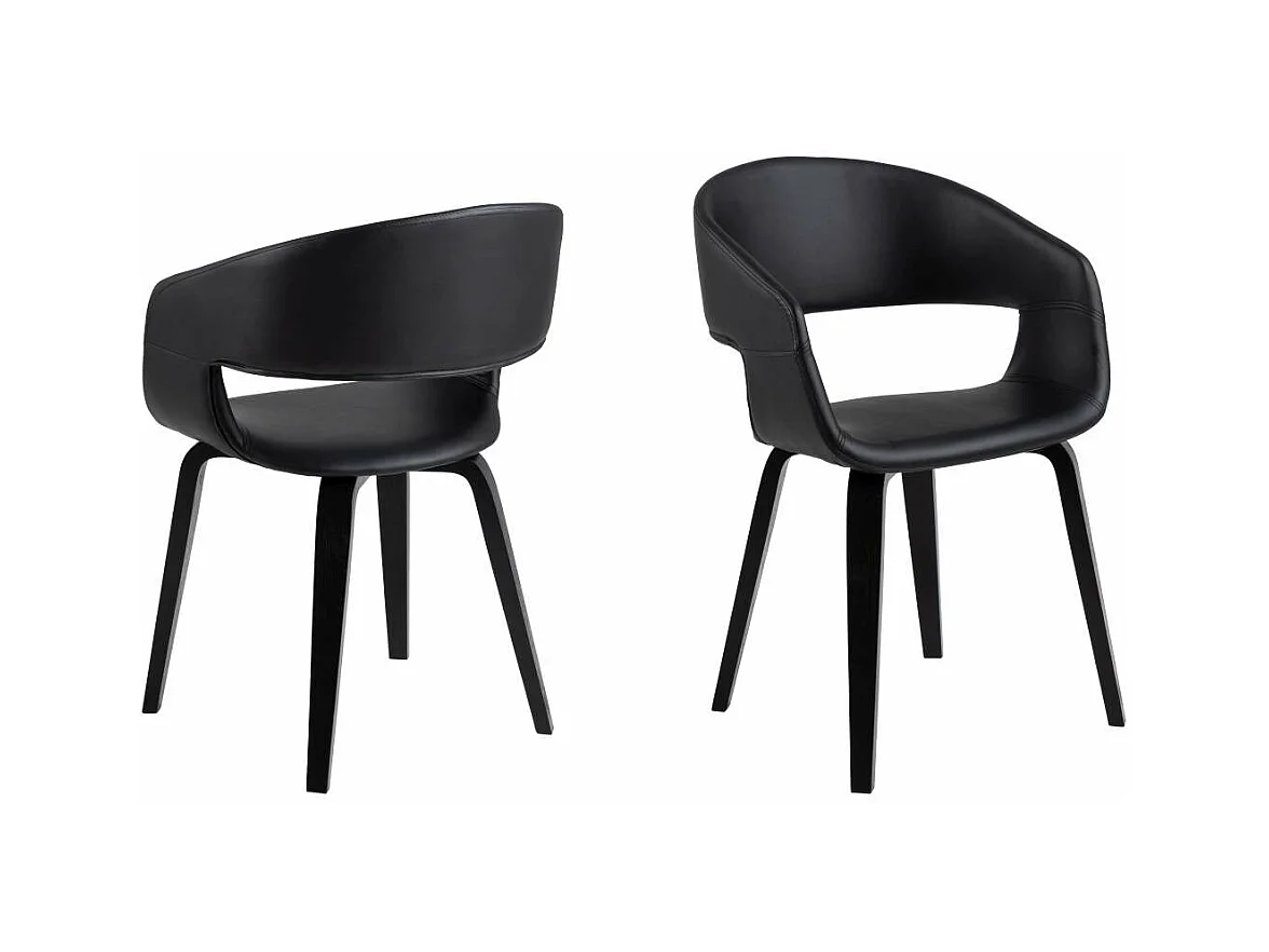Nova chaise de salle à manger avec accoudoirs Simili cuir PU noir.