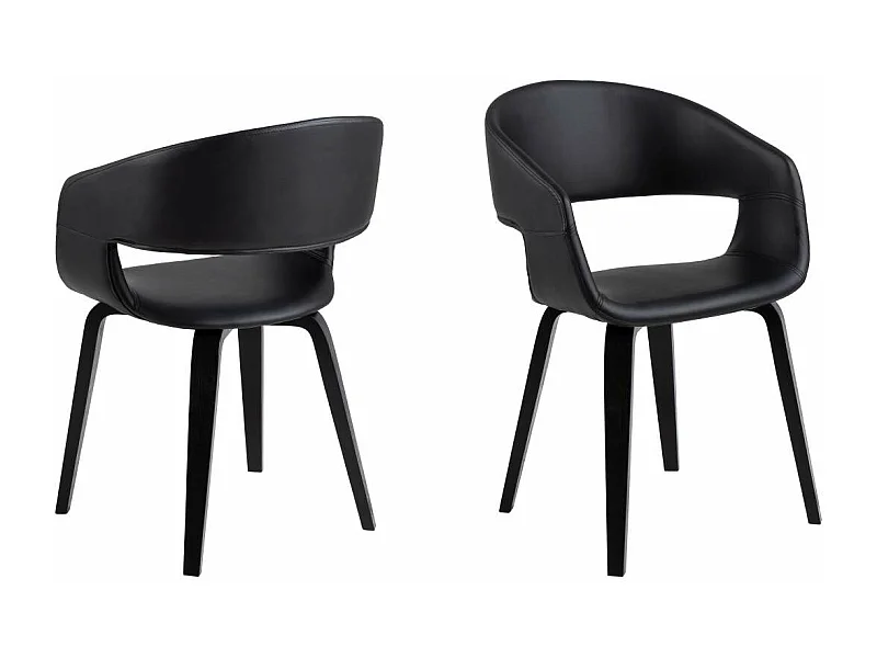 Nova chaise de salle à manger avec accoudoirs Simili cuir PU noir.