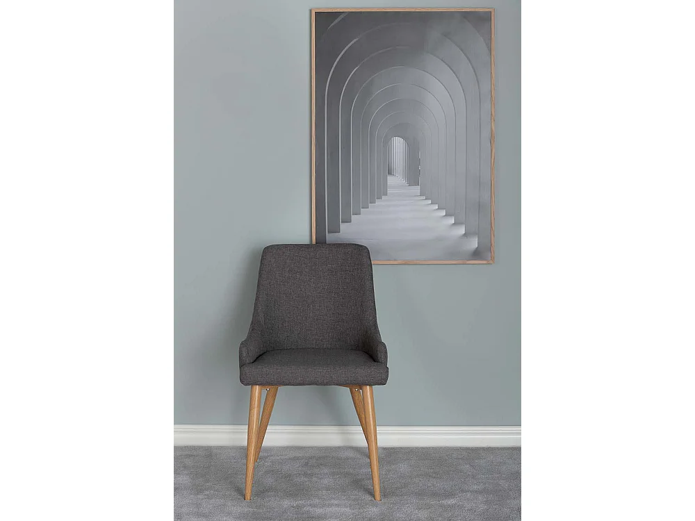 Plaza chaise de salle à manger avec accoudoirs gris foncé, chêne décor