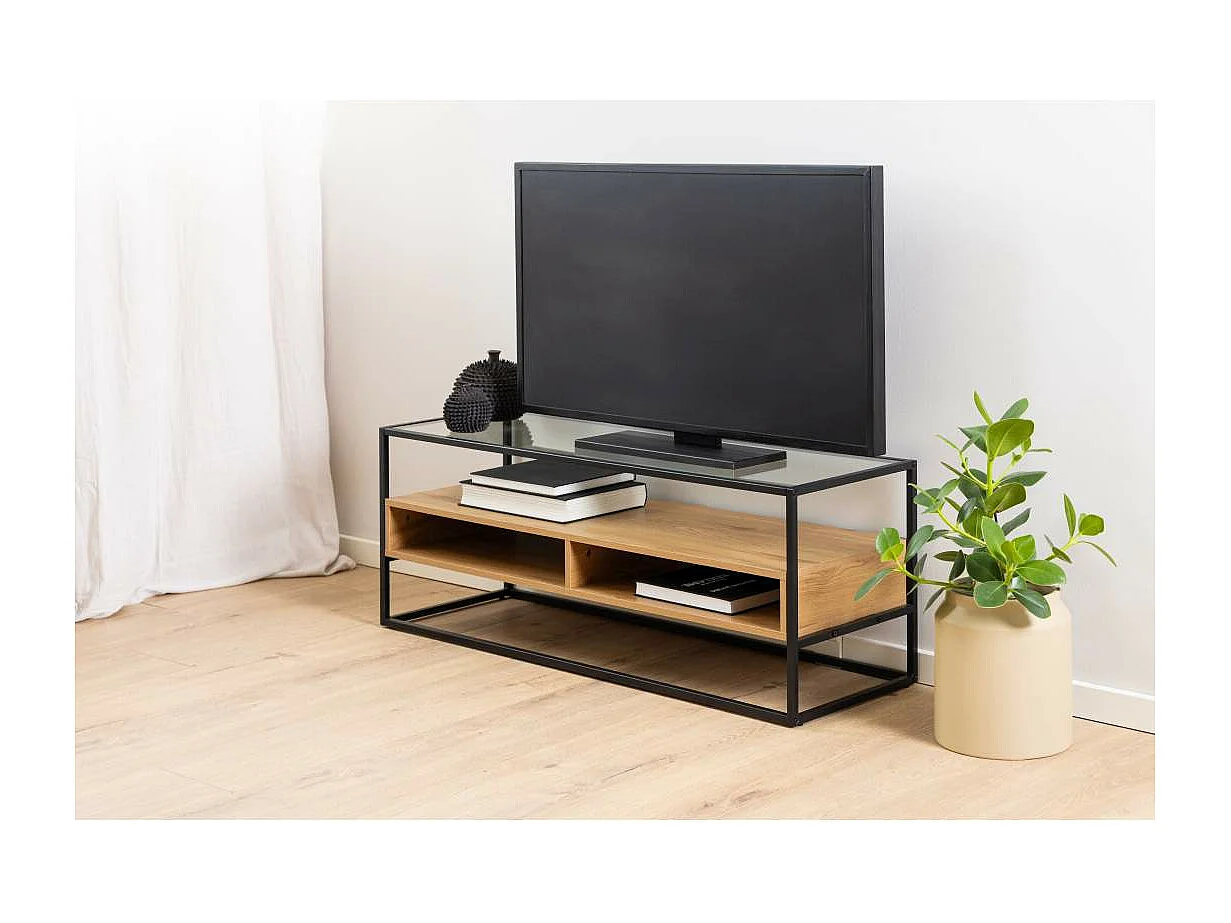 Randolf meuble tV 3 tablettes chêne décor.