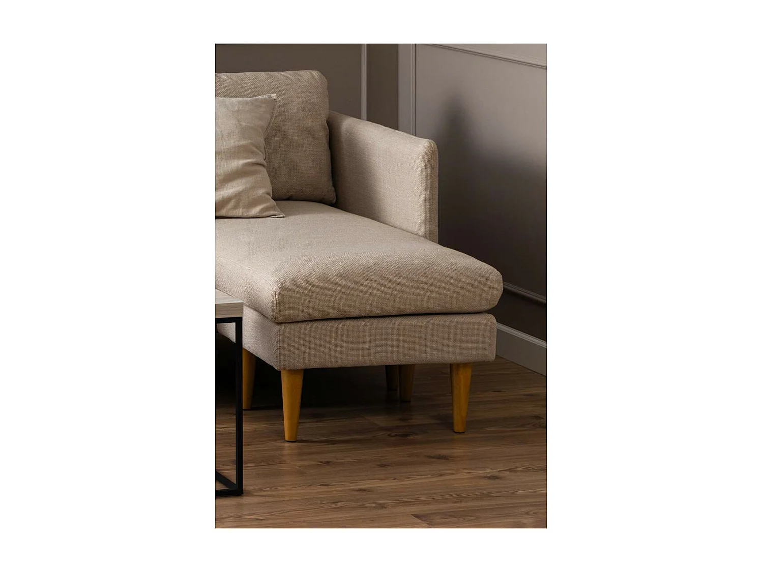 Milly canapé chaise longue tourné vers la droite ou la gauche beige.