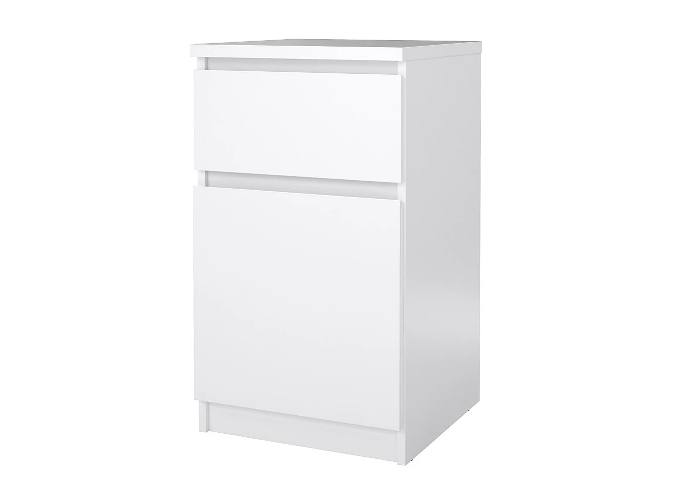 Naia table de nuit porte réversible 1 porte 1 tiroir blanc brillant.