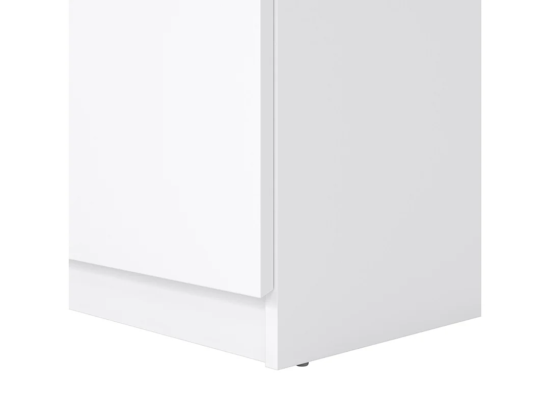 Naia table de nuit porte réversible 1 porte 1 tiroir blanc brillant.