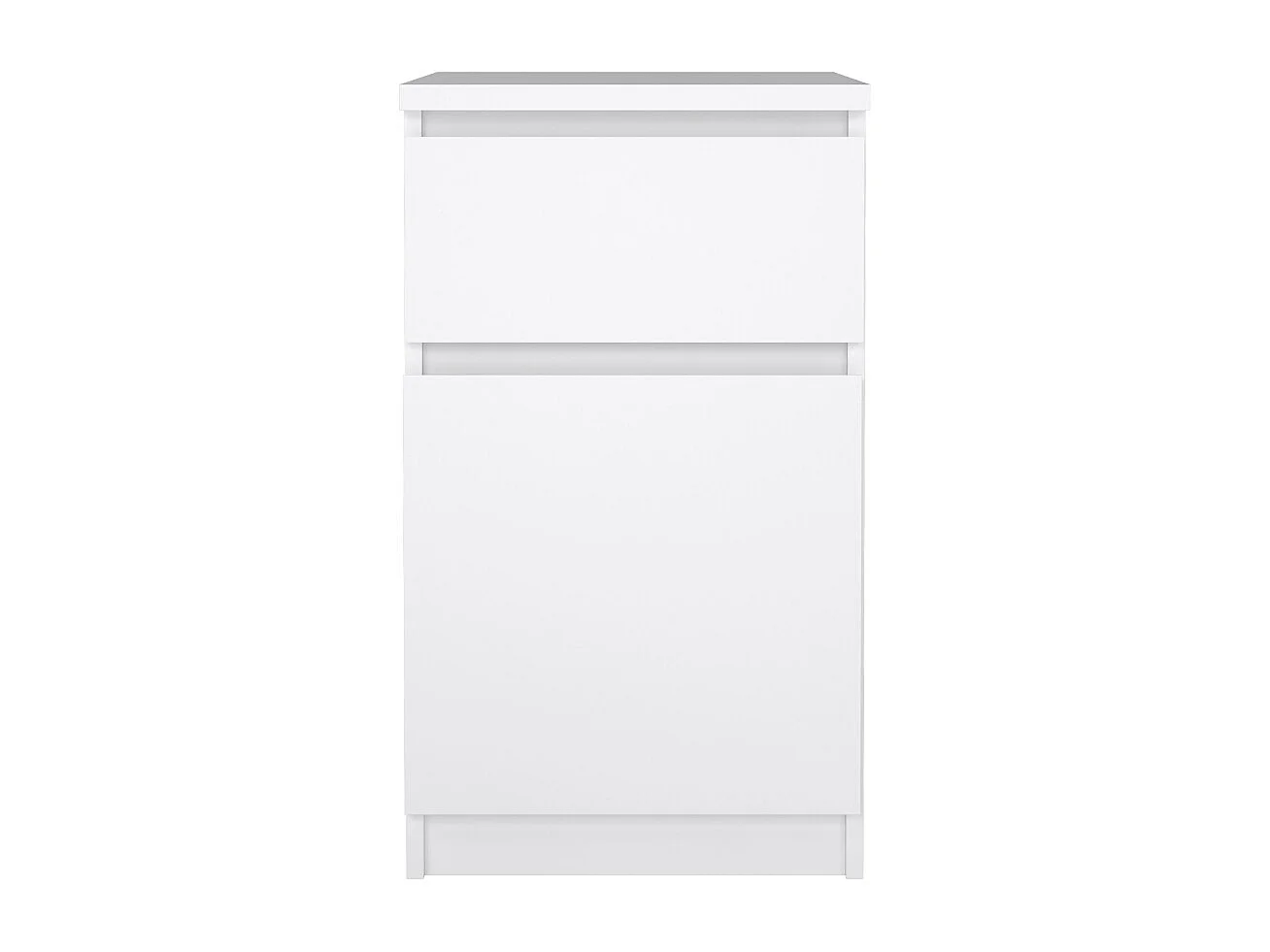 Naia table de nuit porte réversible 1 porte 1 tiroir blanc brillant.