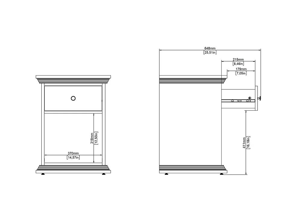 North table de nuit 1 tiroir blanc.