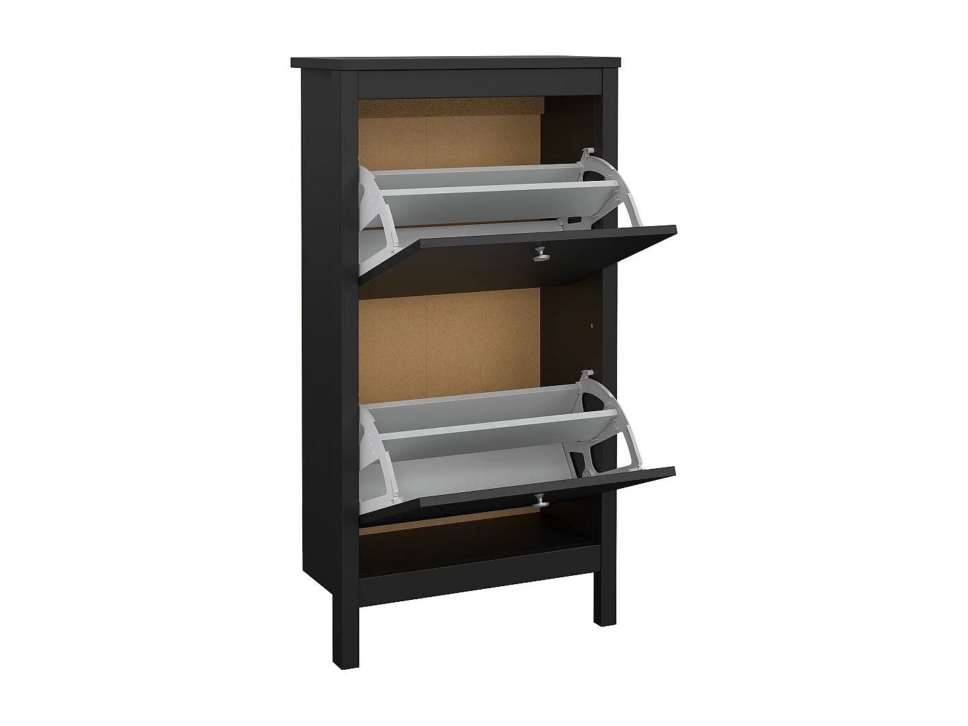 Madrid meuble à chaussures 2 claquement de portes noir mat.