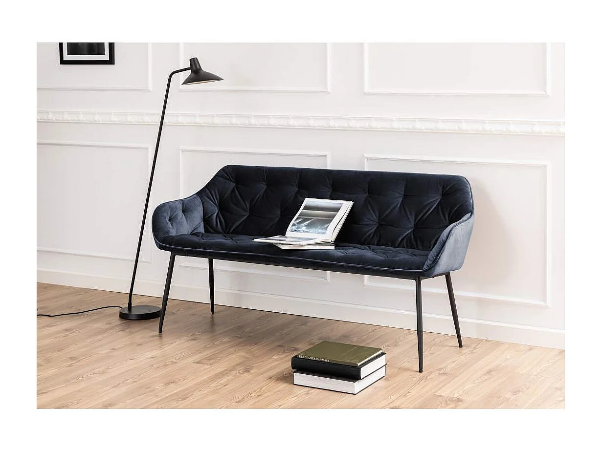 Brooke chaise de salle à manger canapé banc velours bleu.