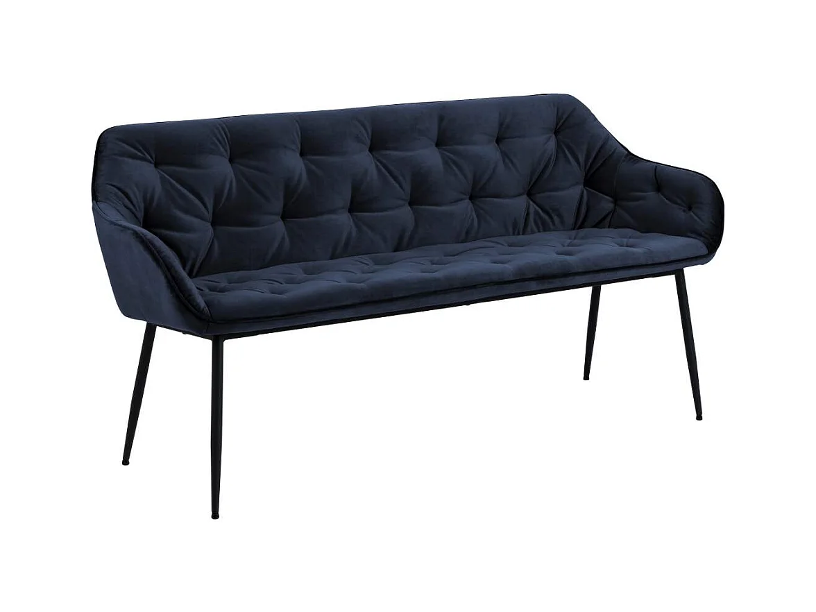 Sloke eetkamerstoel zitbank velours blauw.