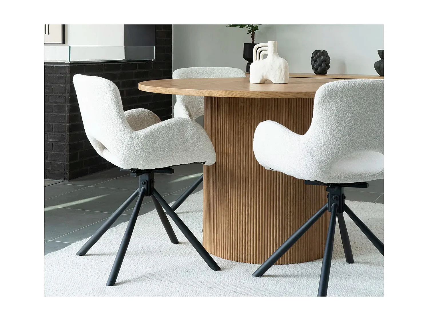 Souka licht eiken melamine uitschuifbare tafel 160-200 cm-Kleur Bruin