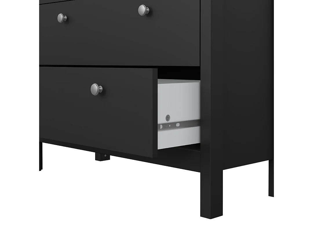 Madrid vitrinekast 2 glazen deuren 3 laden zwart mat.