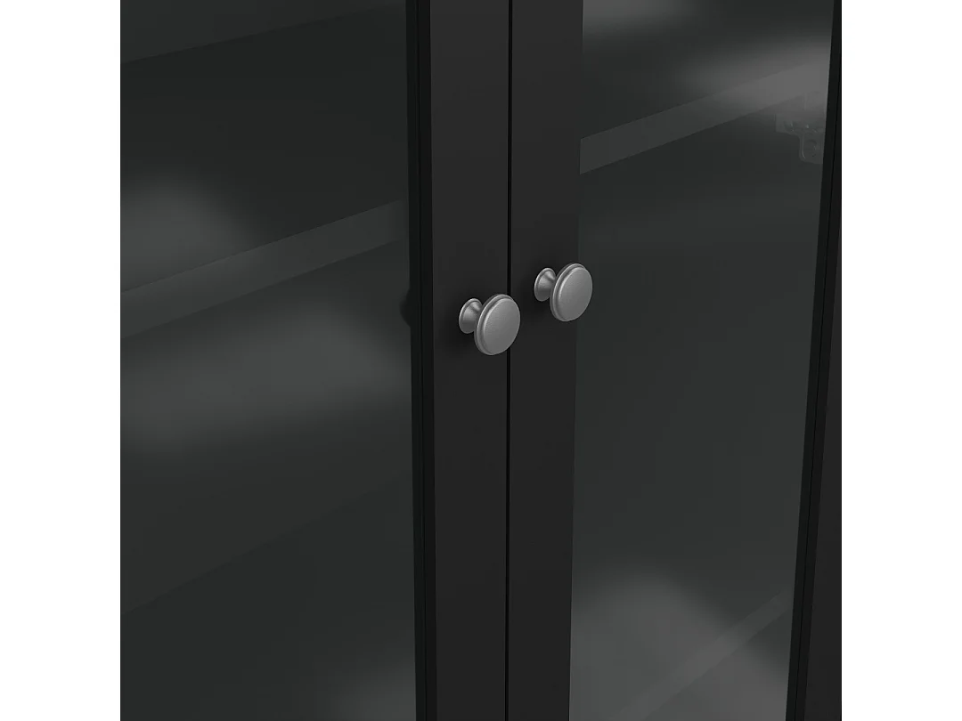 Madrid vitrinekast 2 glazen deuren 3 laden zwart mat.