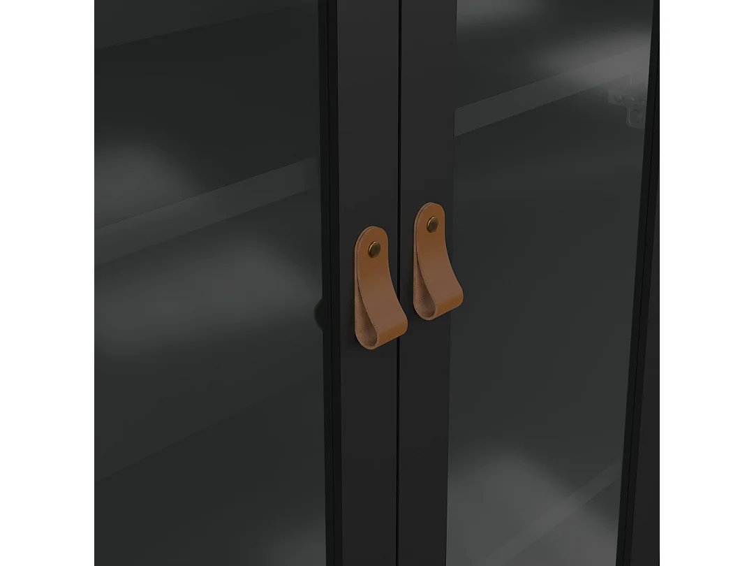 Madrid vitrinekast 2 glazen deuren 3 laden zwart mat.