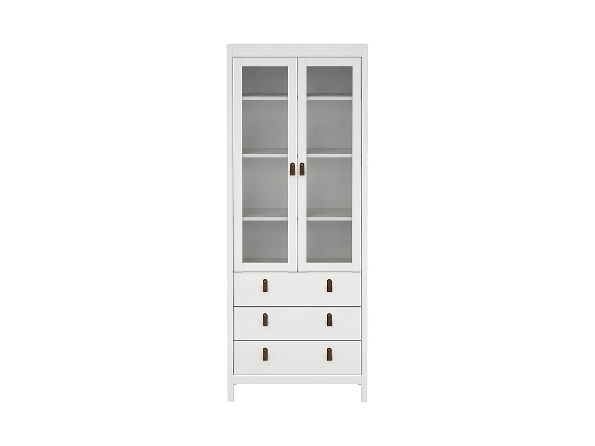 Vitrine 2 portes vitrées encadrées et 3 tiroirs H199 cm - BARCELONE