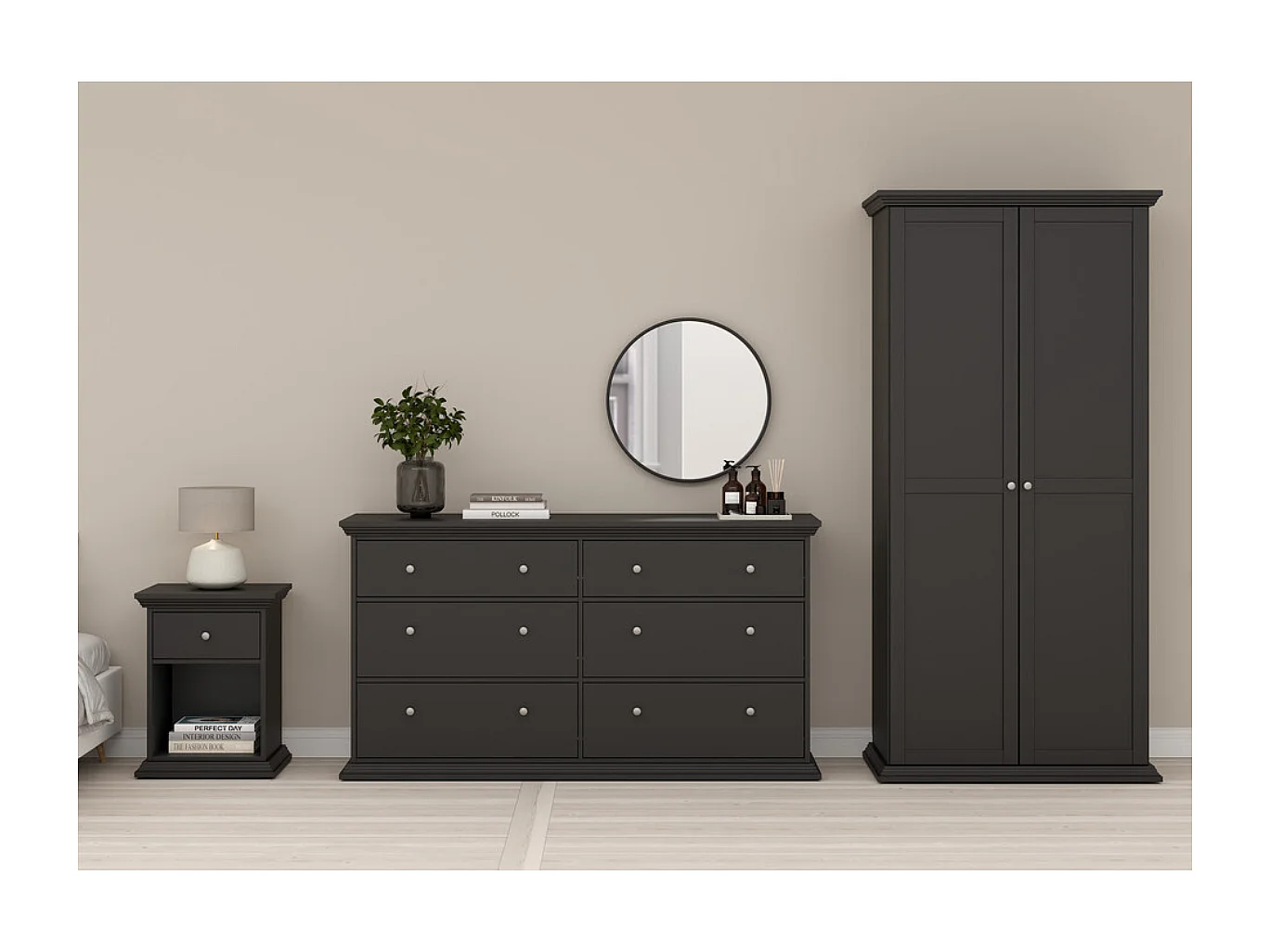 North Kommode 6 Schubladen schwarz matt.