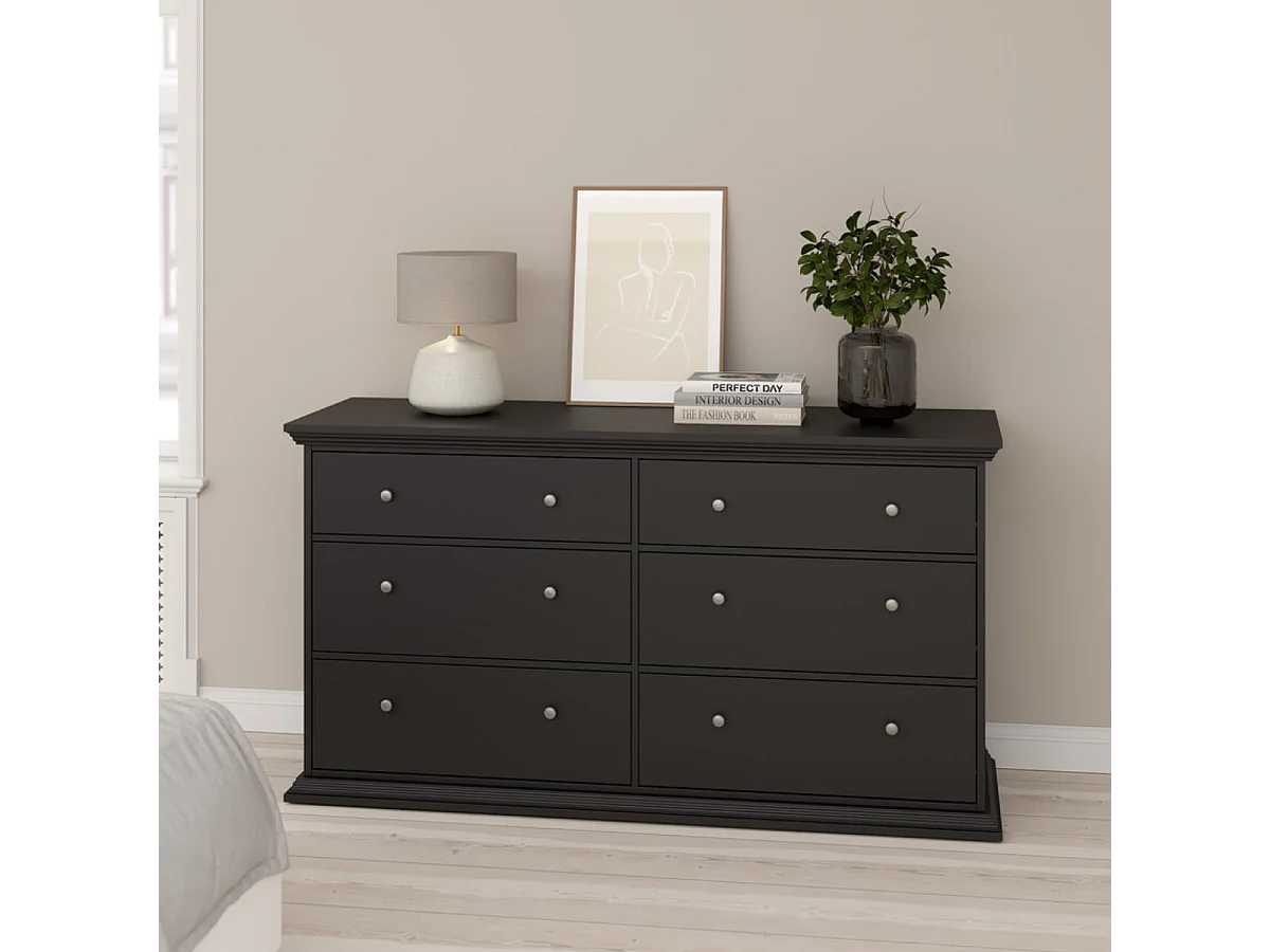North kommode 6 laden zwart mat.