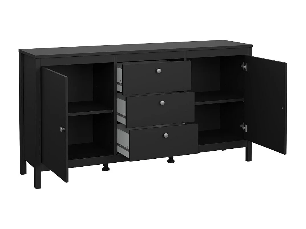 Madrid buffet 2 portes 3 tiroirs noir mat.